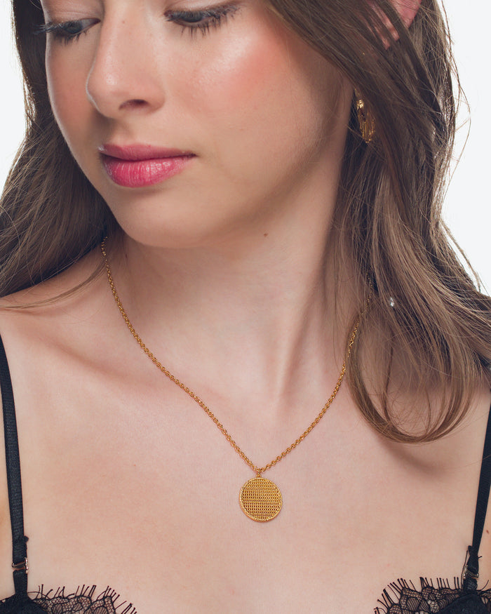 Alex gold medallion necklace by coco + peach jewelry