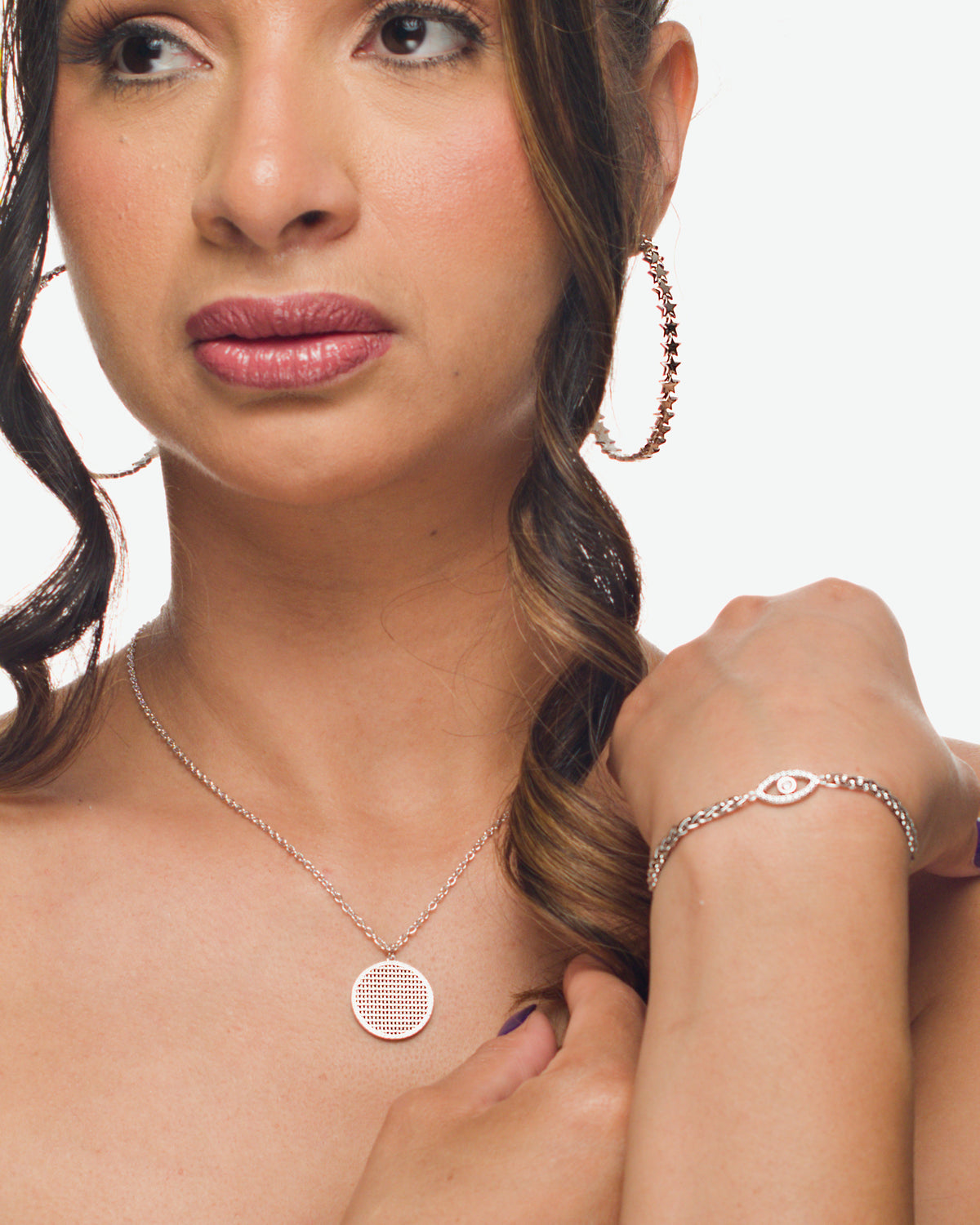 Alex silver medallion necklace by coco + peach jewelry