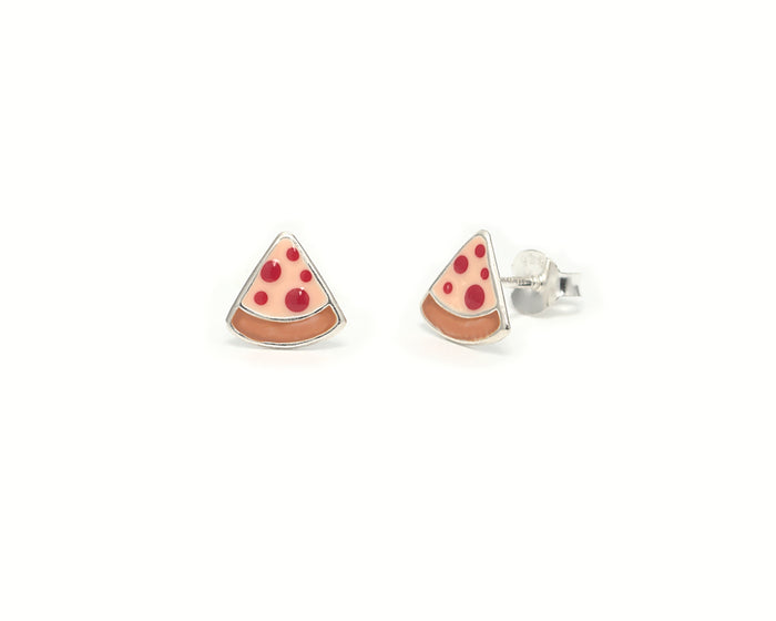 Eleanor pizza earrings up close product photo