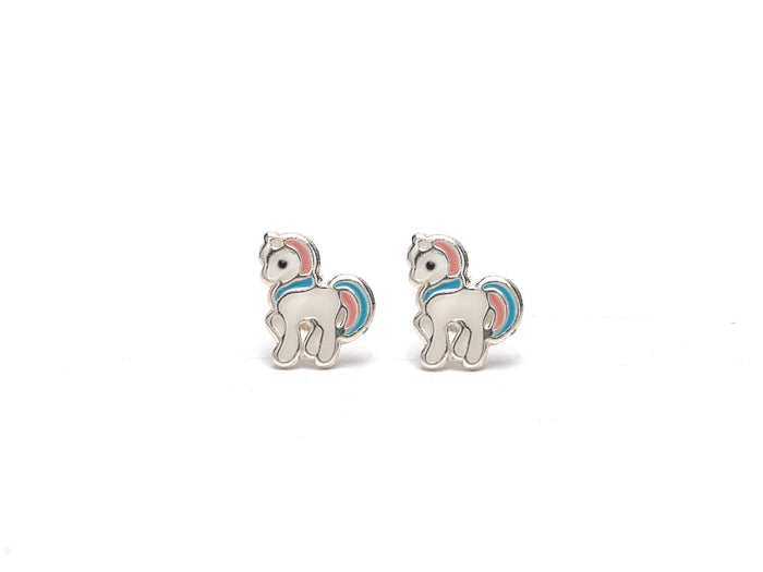 Emma unicorn earrings up close product photo