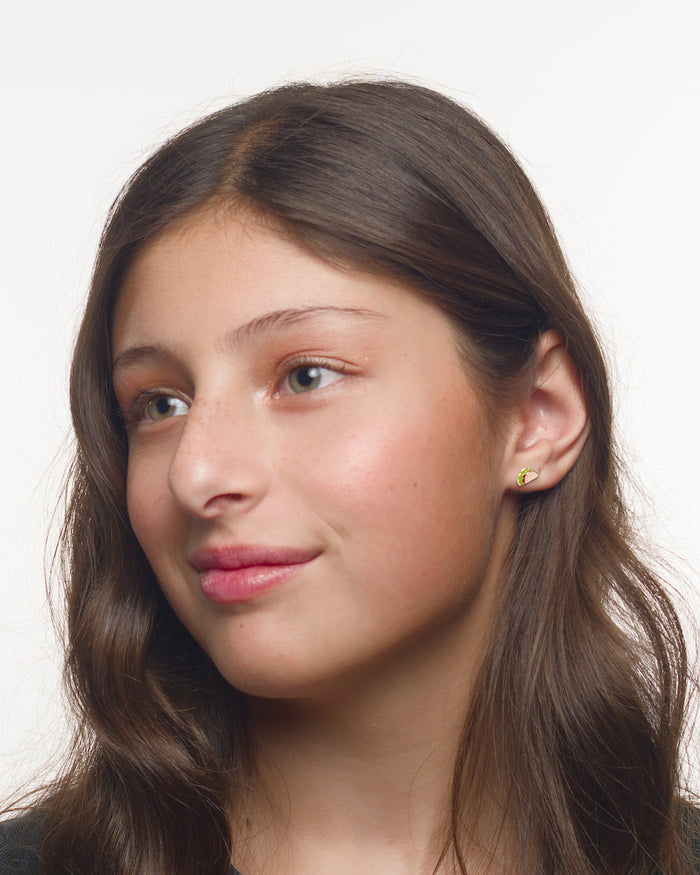 Isabella taco earrings worn by a Latina tween model