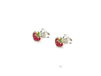 Maia strawberry earrings up close product photo