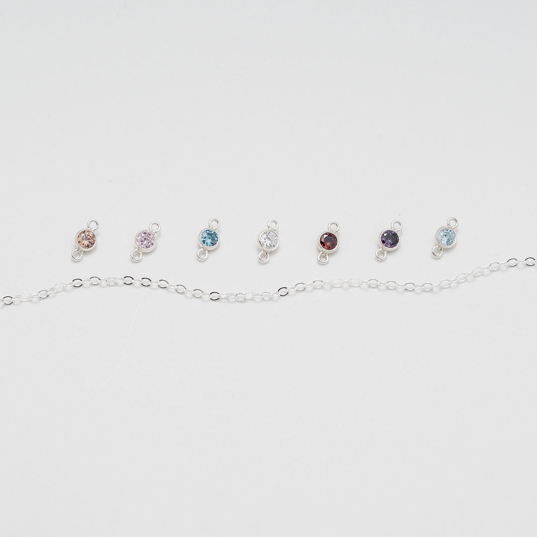 birthstones sterling silver connectors