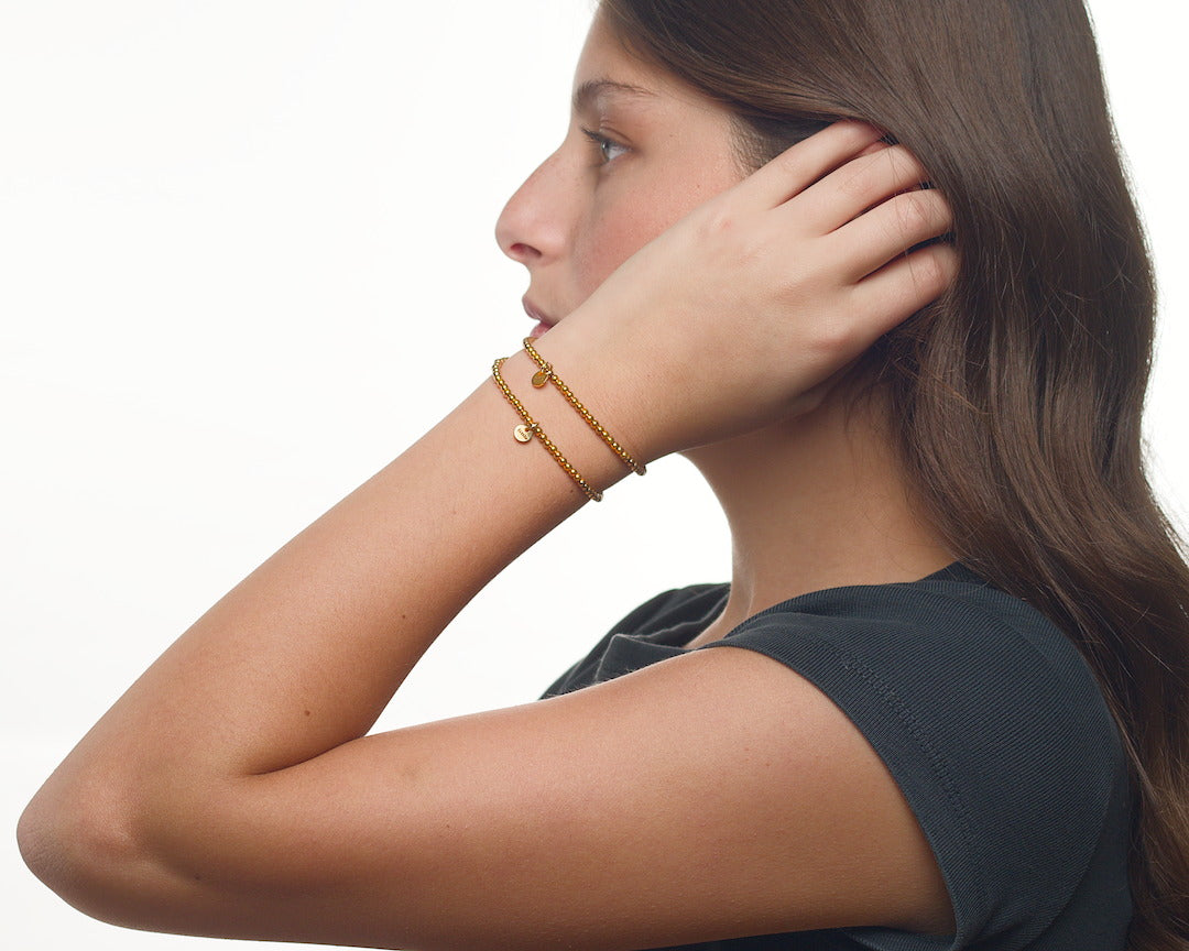 Sisters bracelet in gold made for sisters sorority sisters and memories by coco + peach jewelry