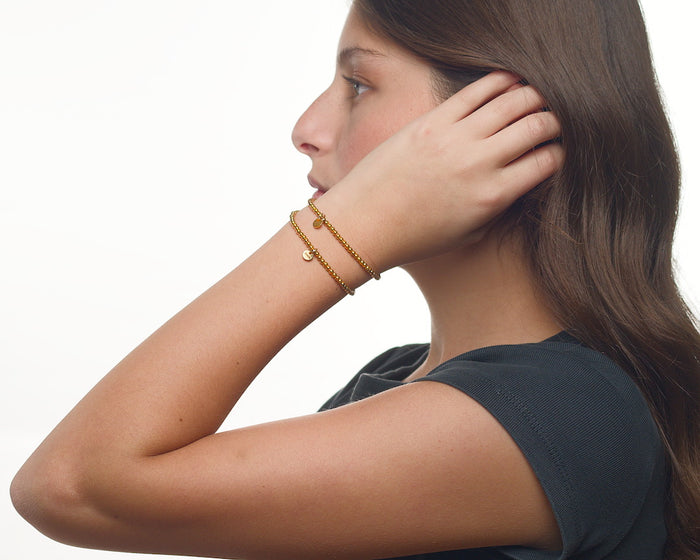 Sisters bracelet in gold made for sisters sorority sisters and memories by coco + peach jewelry