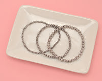 5 mm, 4 mm, 3 mm silver bead bracelet minimalist modern everyday jewelry online near me shop affordable trendy