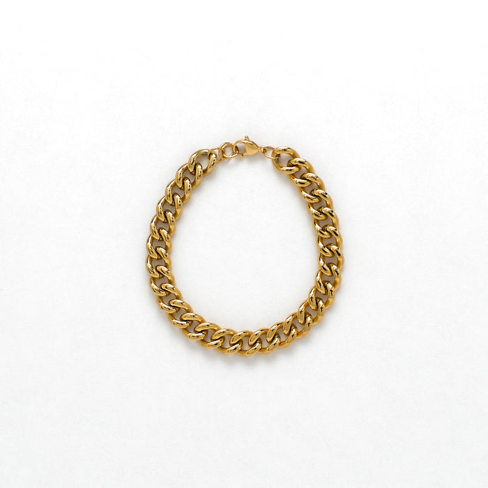 Cecelia slim Cuban curb bracelet genderless jewelry stainless steel 18k gold plated
