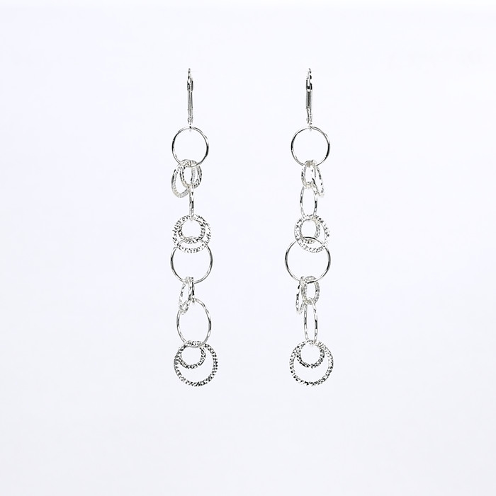 lightweight effortless affordable silver link long earrings