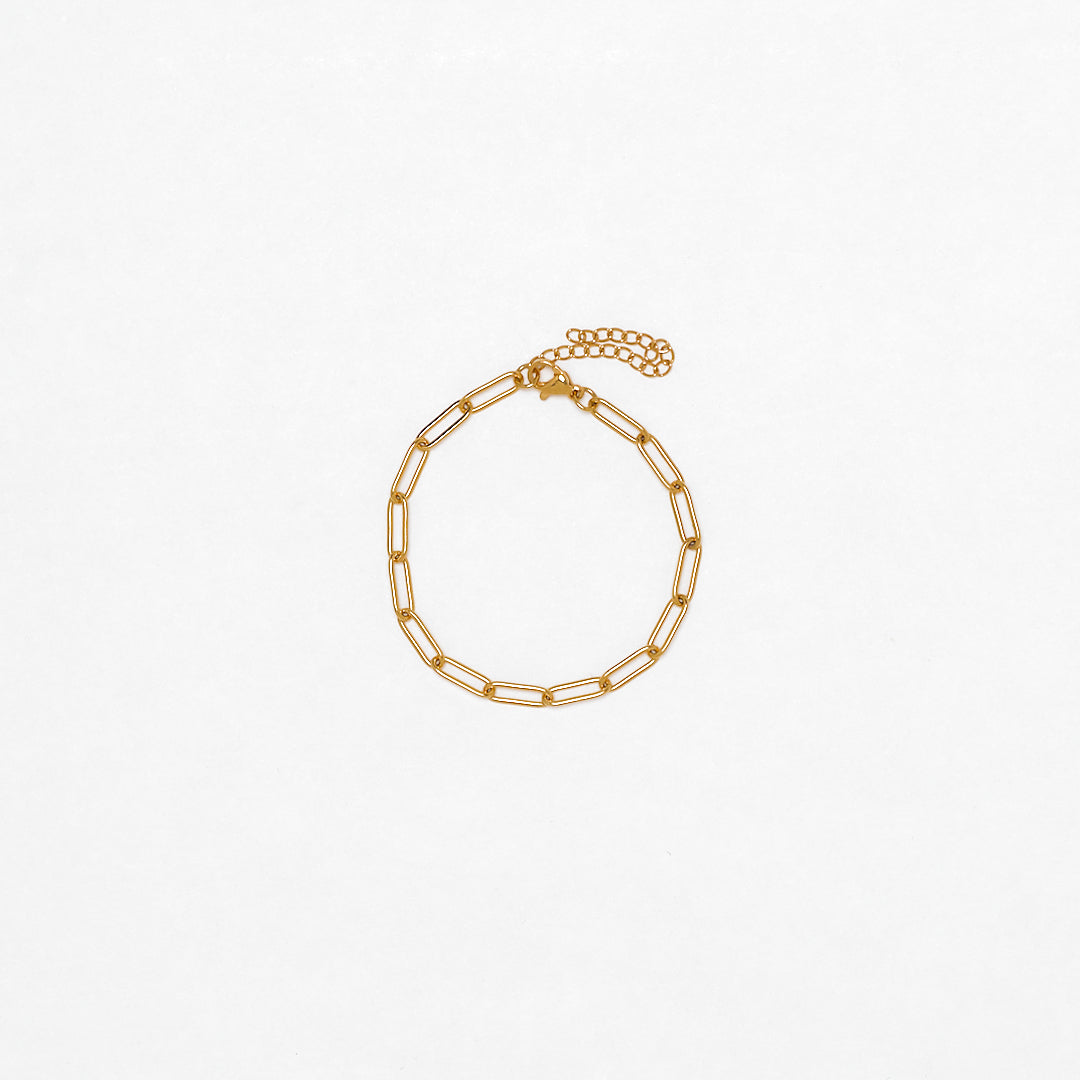 Gold plated stainless steel paper clip bracelet jewelry near me