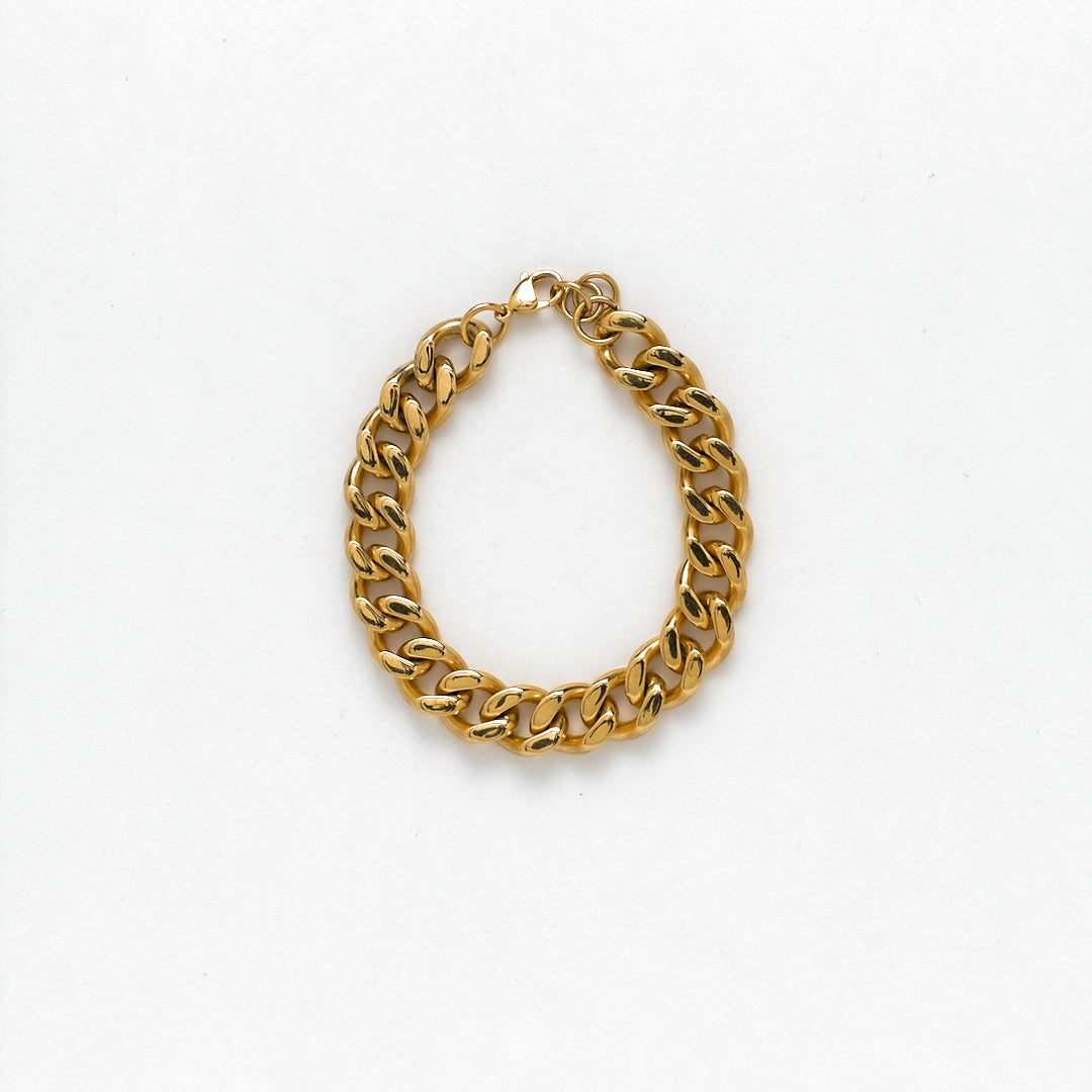 Alejo genderless Cuban curb link stainless steel gold plated bracelet