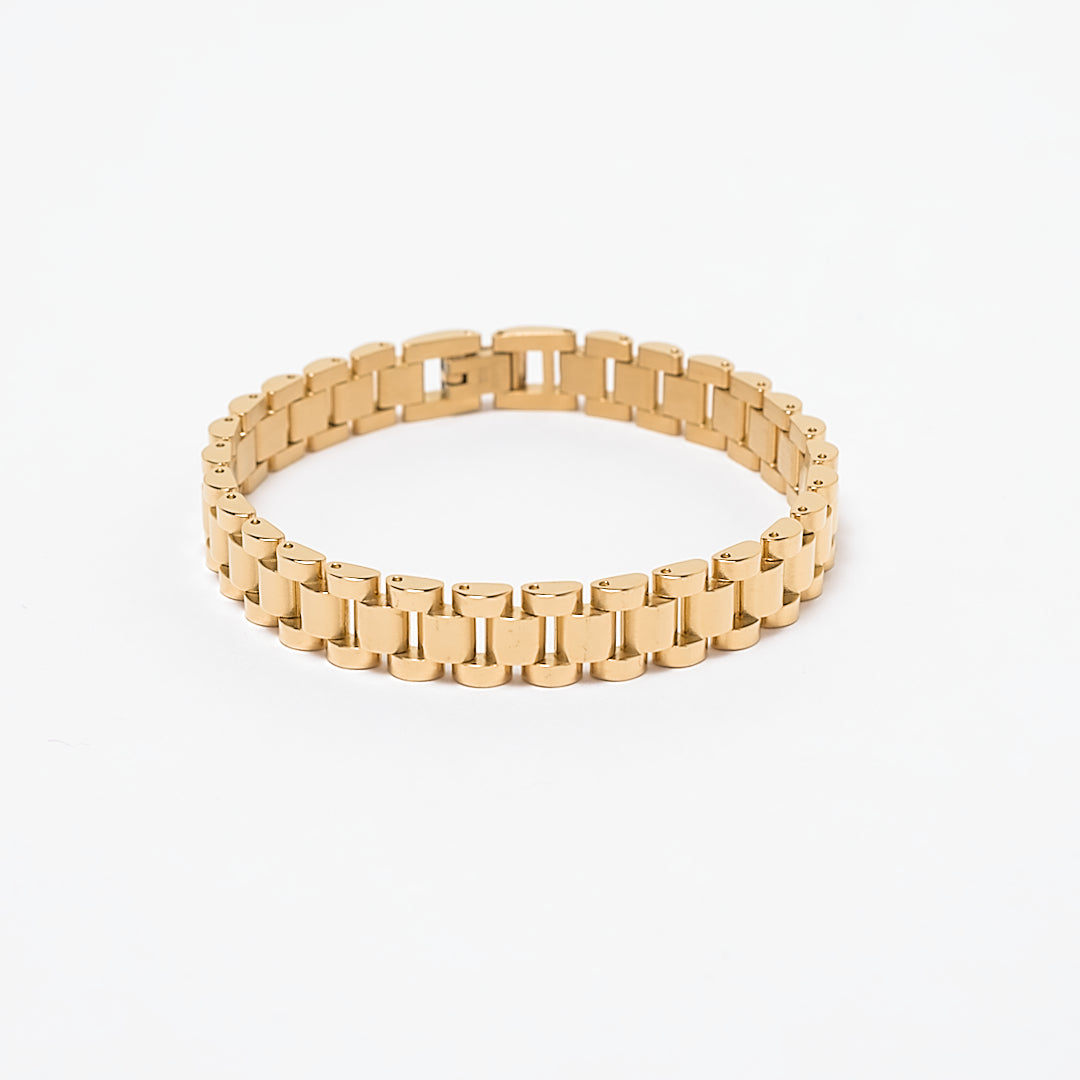 Gold genderless link bracelet stacking jewelry