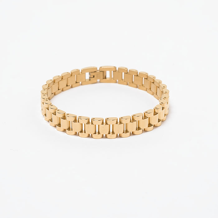 Gold genderless link bracelet stacking jewelry