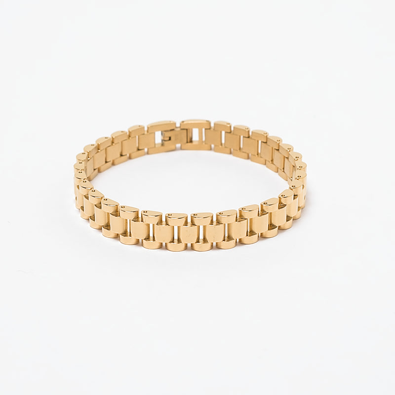 Gold genderless link bracelet stacking jewelry