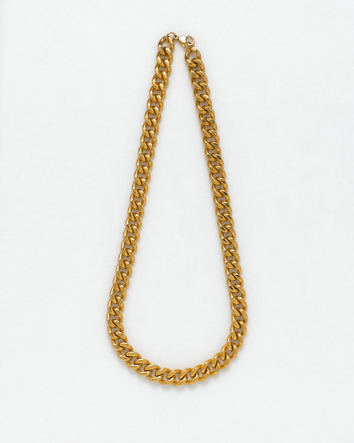 Gold plated stainless steel curb Cuban link slim necklace genderless jewelry 