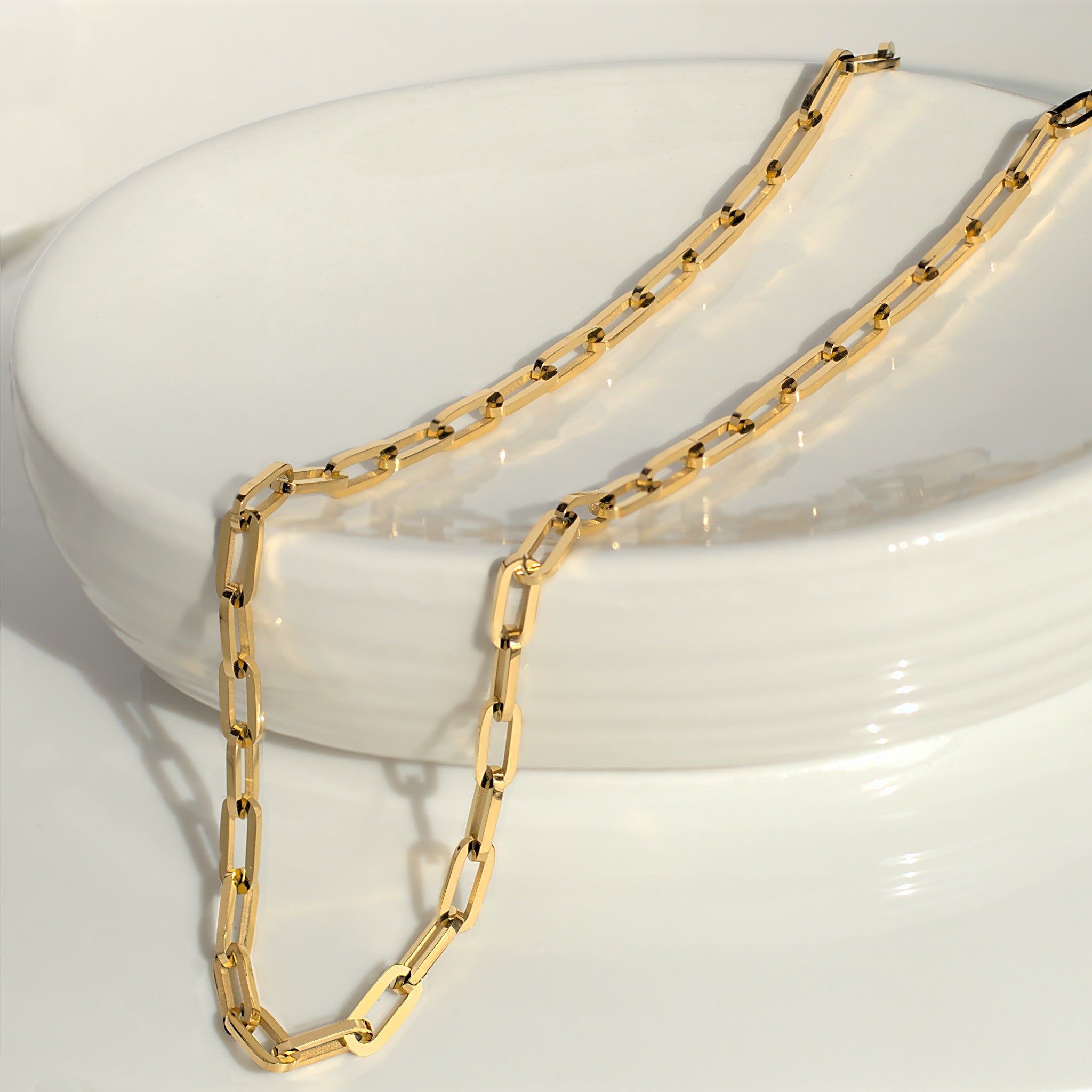 Gold rectangle link necklace discount