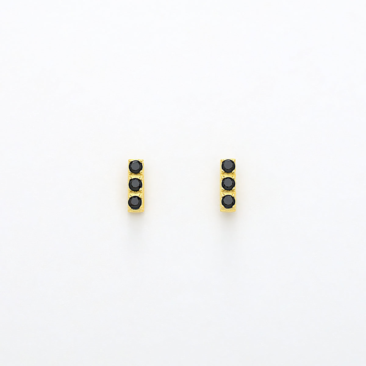 minimalist bar earrings cz black stud