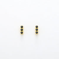 minimalist bar earrings cz black stud