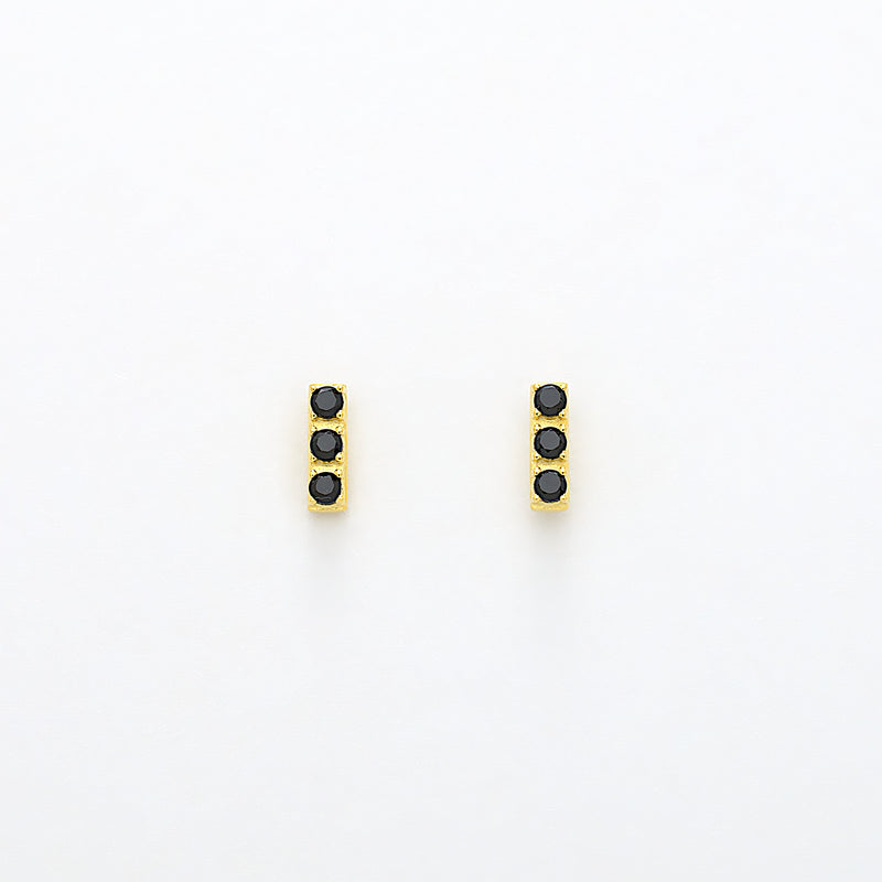 minimalist bar earrings cz black stud