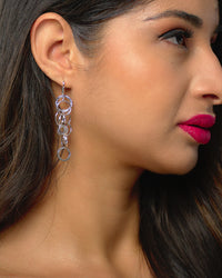 Colombia link earrings classic everyday jewelry by coco + peach jewelry worn by a Latina model