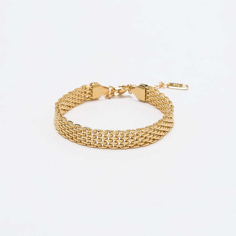 Dana 18k gold plated stainless steel woven bracelet genderless jewelry 