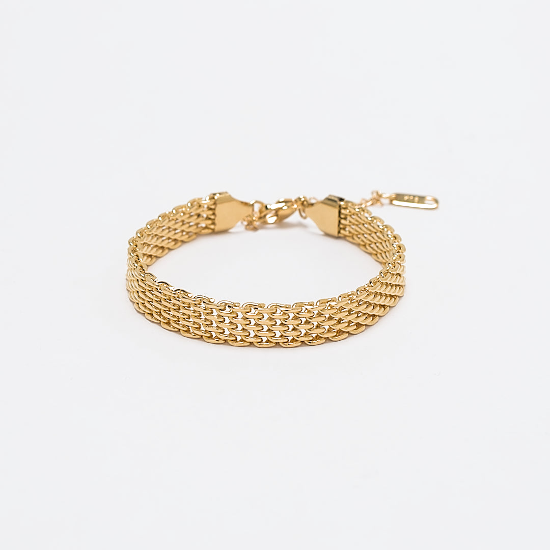 Dana 18k gold plated stainless steel woven bracelet genderless jewelry 