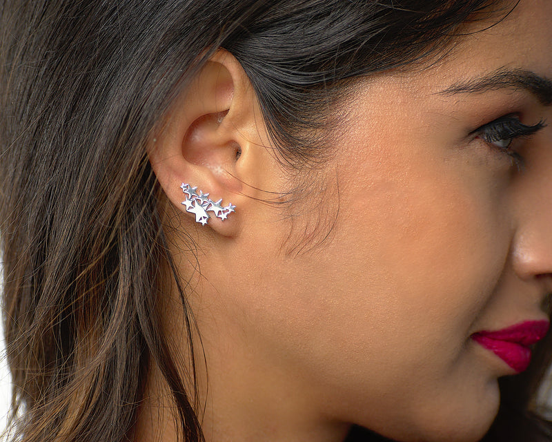 lightweight silver star ear climber 