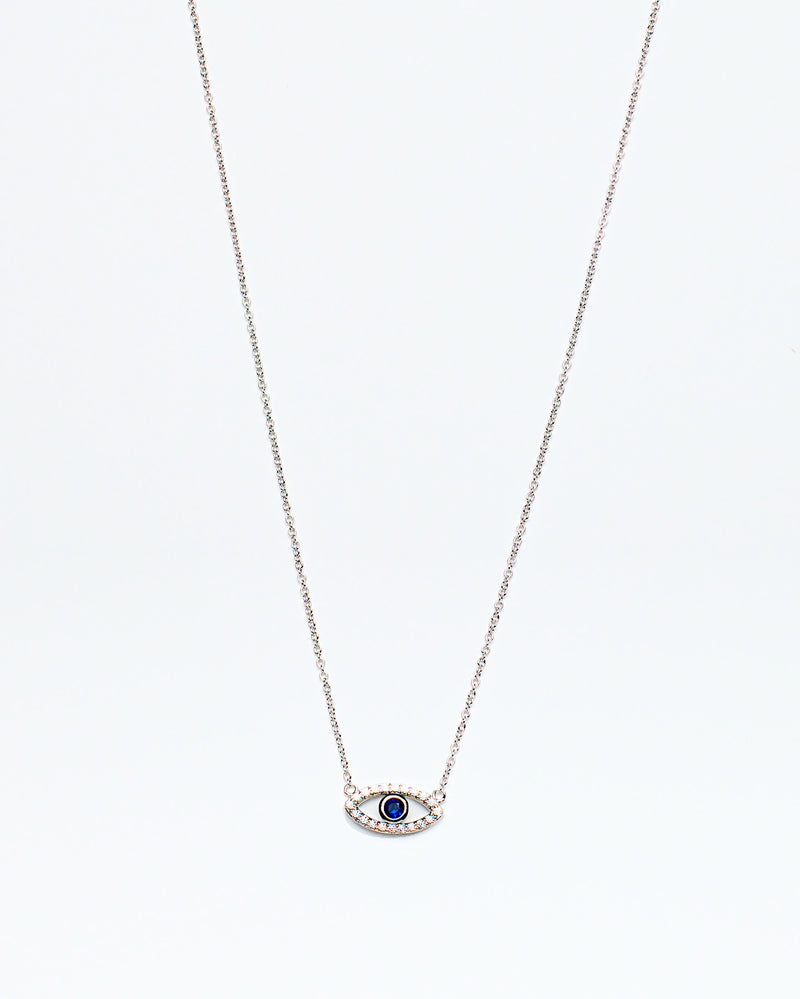 evil eye necklace layering trendy affordable luxury rhodium plated gold marlene necklace style chicago jewelry silver