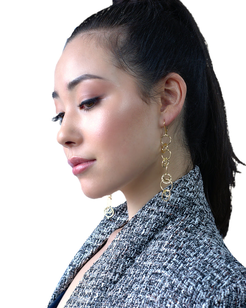 lightweight effortless affordable gold link long earrings