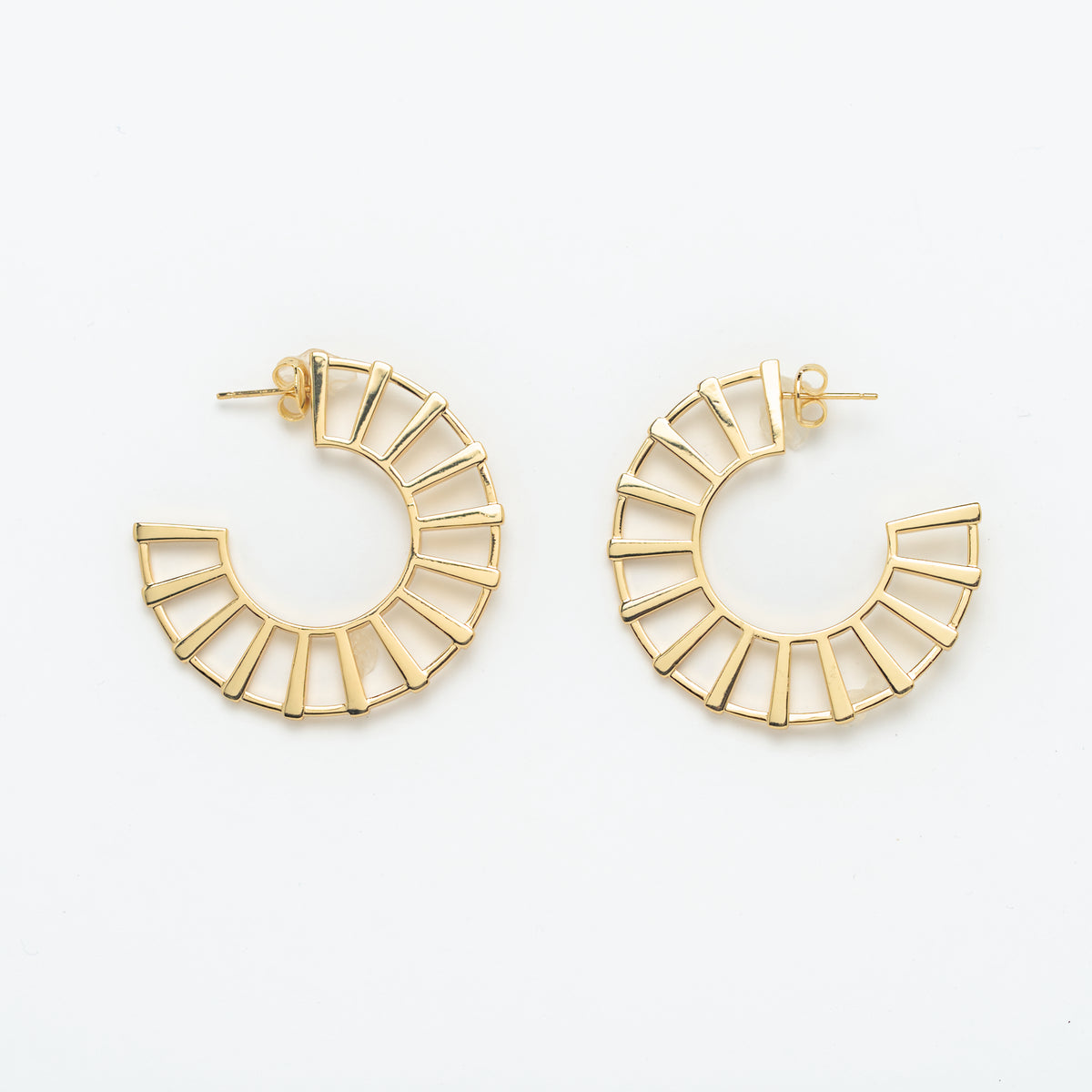 Michelle fan earrings by coco + peach jewelry up close product photo