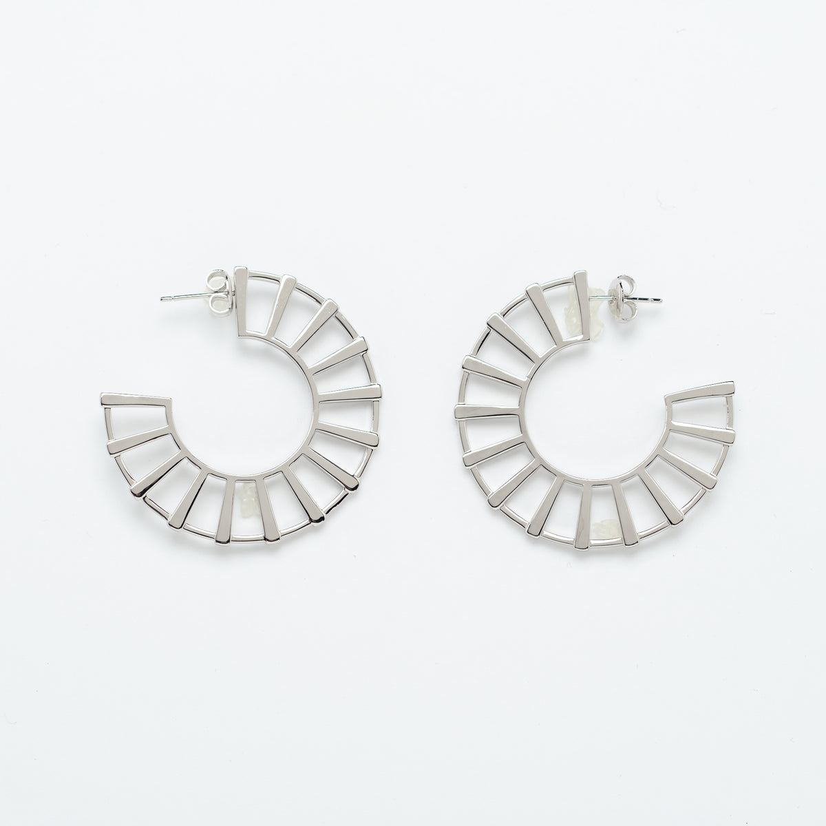 Michelle fan earrings by coco + peach jewelry up close product photo