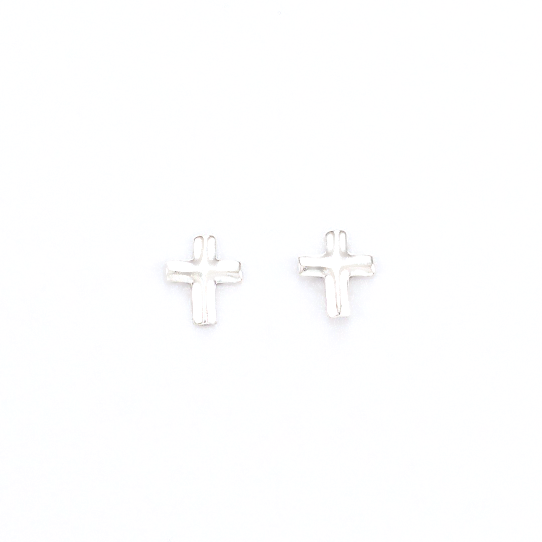 Nina cross stud earrings up close product photo