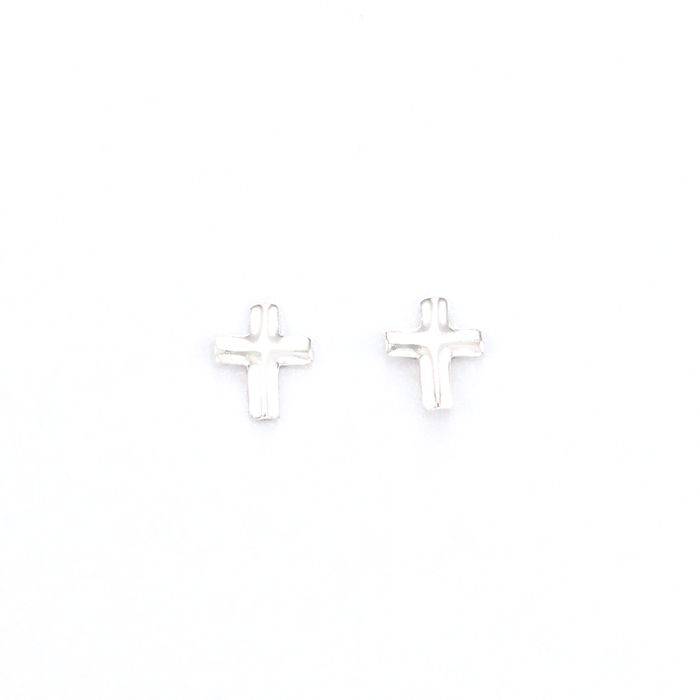Nina cross stud earrings up close product photo