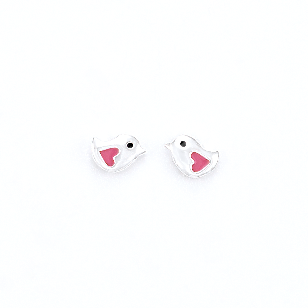 birdie stud earrings sterling silver enamel girls jewelry affordable