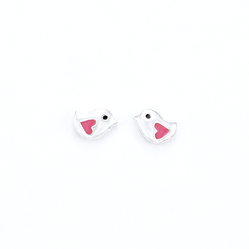 birdie stud earrings sterling silver enamel girls jewelry affordable