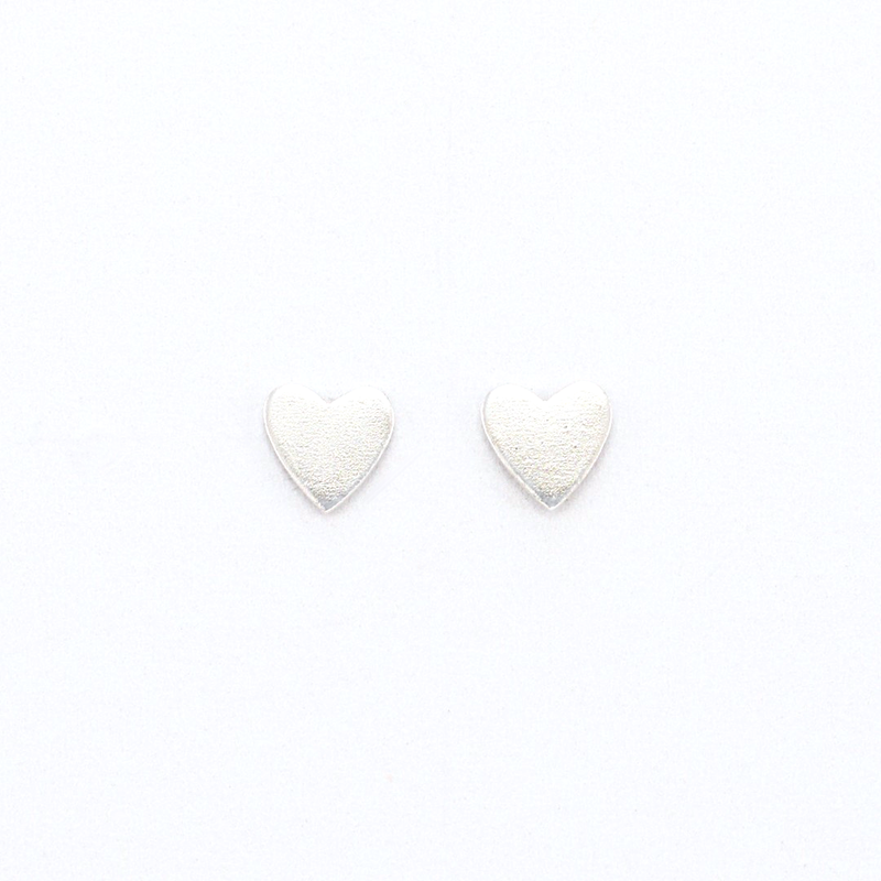 polished silver heart stud earrings girls jewelry sterling silver affordable