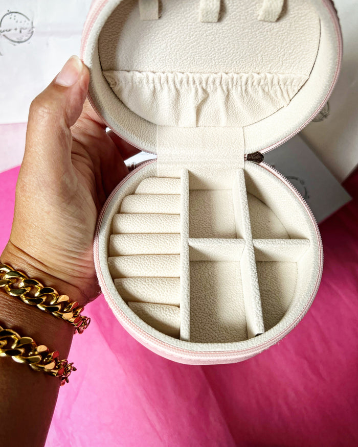 pink jewelry travel case