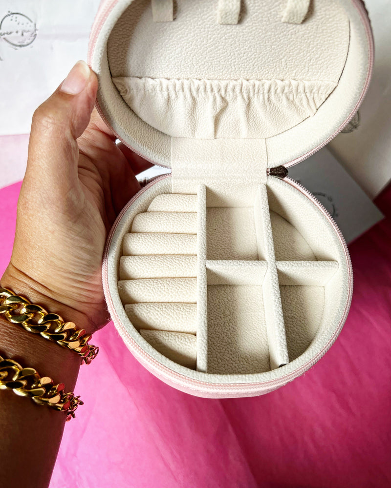 pink jewelry travel case