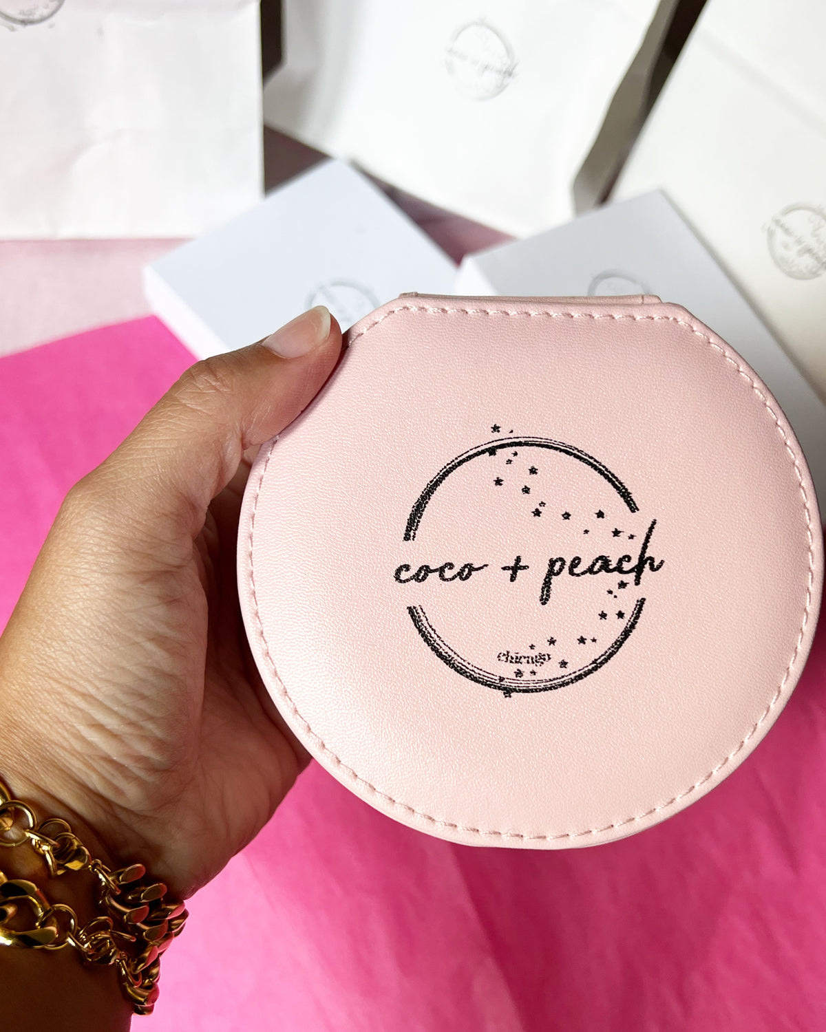 pink jewelry travel case