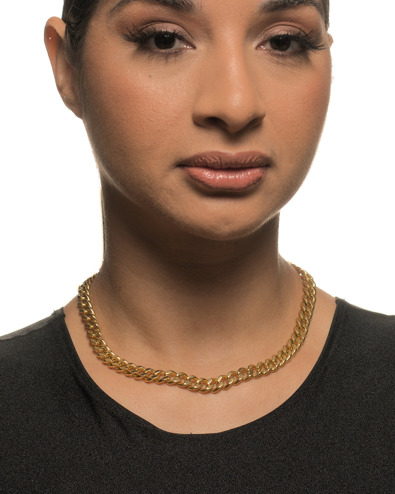 Gold plated stainless steel curb Cuban link slim necklace genderless jewelry 