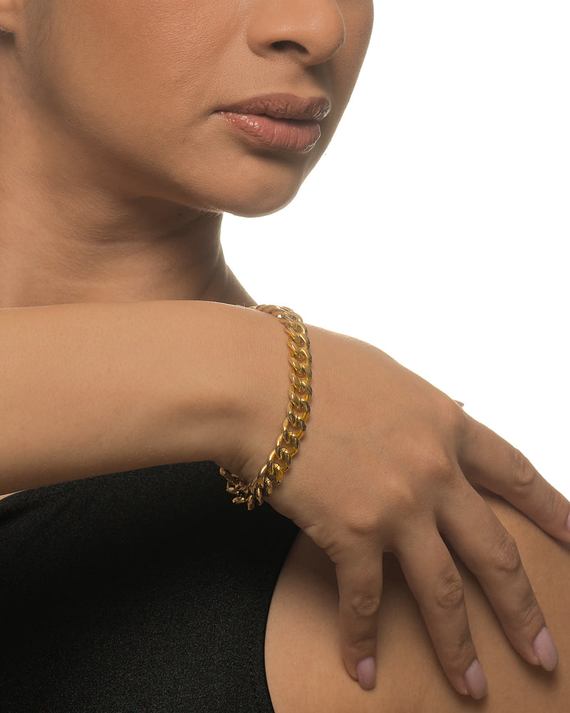 Alejo genderless Cuban curb link stainless steel gold plated bracelet
