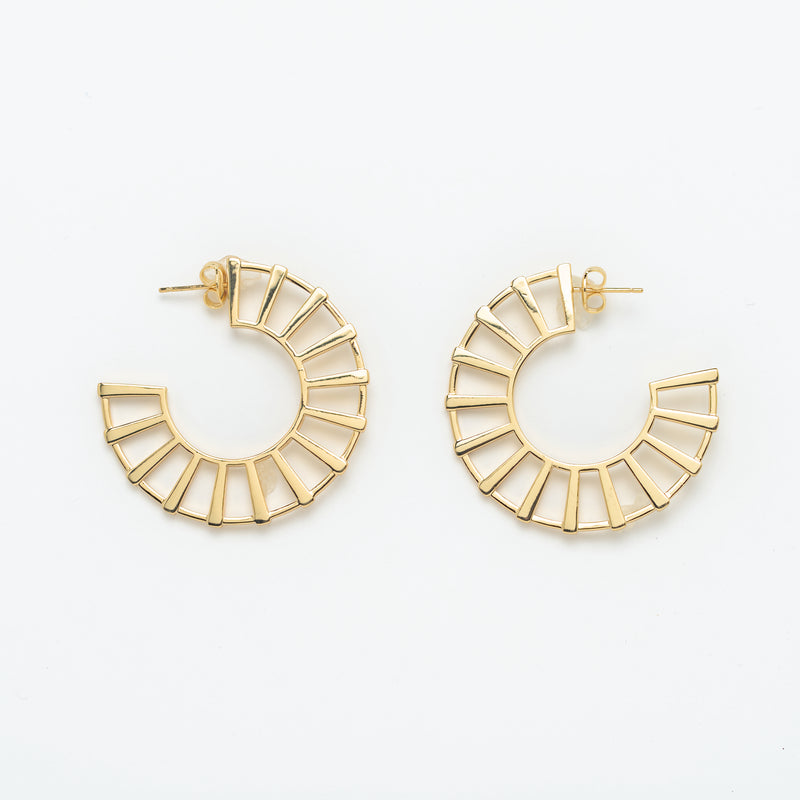 silver and gold plated statement fan earring near me jewelry online